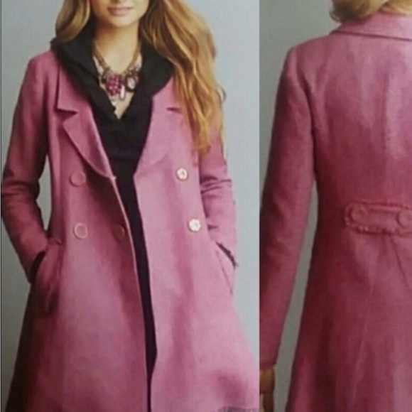CAbi Pink Trench Coat with Gold Buttons Sz 4 - Picture 2 of 6